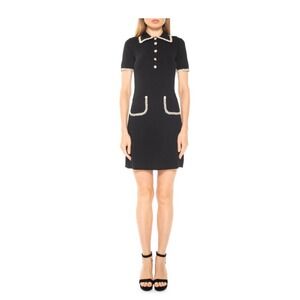 Alexia Admor Black Mini Dress with Cream Trim